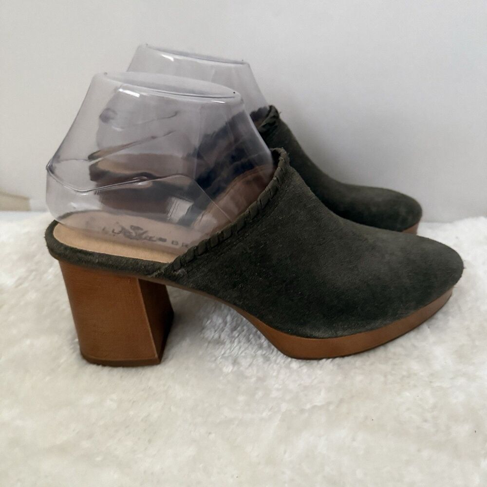 Lucky Brand Womens LK Randre Mule Clog Block Heel Green Saddle Boho 7